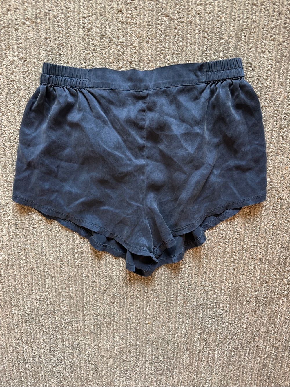 Quince Navy Blue Satin Pajama Shorts